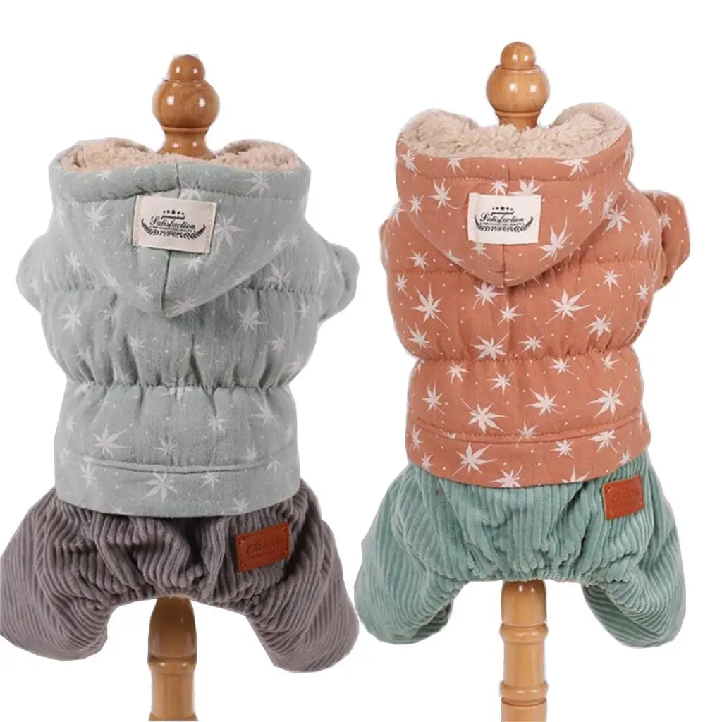 Fleece Overalls for Dogs, Teddy, Warm Winter Dog Clothes, Star, XS, S, M, L, XL ShopOnlyDeal