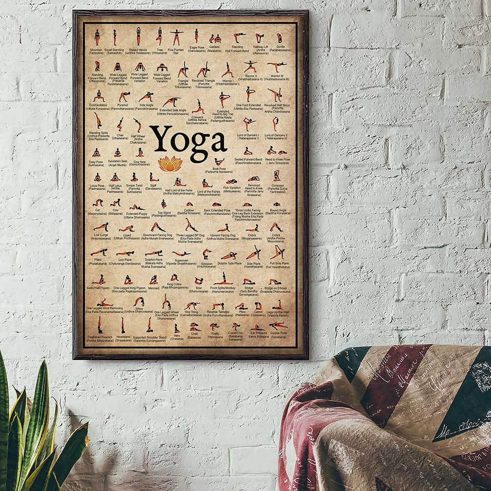 Home Exercise Gym Yoga Ashtanga Chart Pose Health Poster | Wall Art Canvas Painting | Yoga Print Living Room Home Wall Decor ShopOnlyDeal