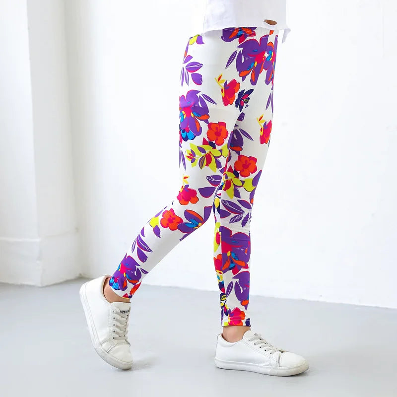 Blossom Breeze Girls' Leggings | Spring & Autumn Thin Stretch Printed Pants | Korean-Inspired Summer Fashion for Children ShopOnlyDeal