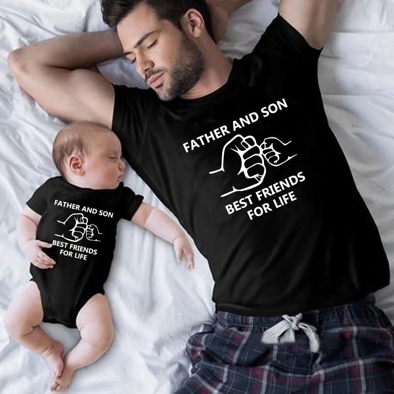 Father and son best friends for life print T-shirt Family Matching Family Look daddy Son Clothes Dad and Me Baby Tshirt Clothes ShopOnlyDeal