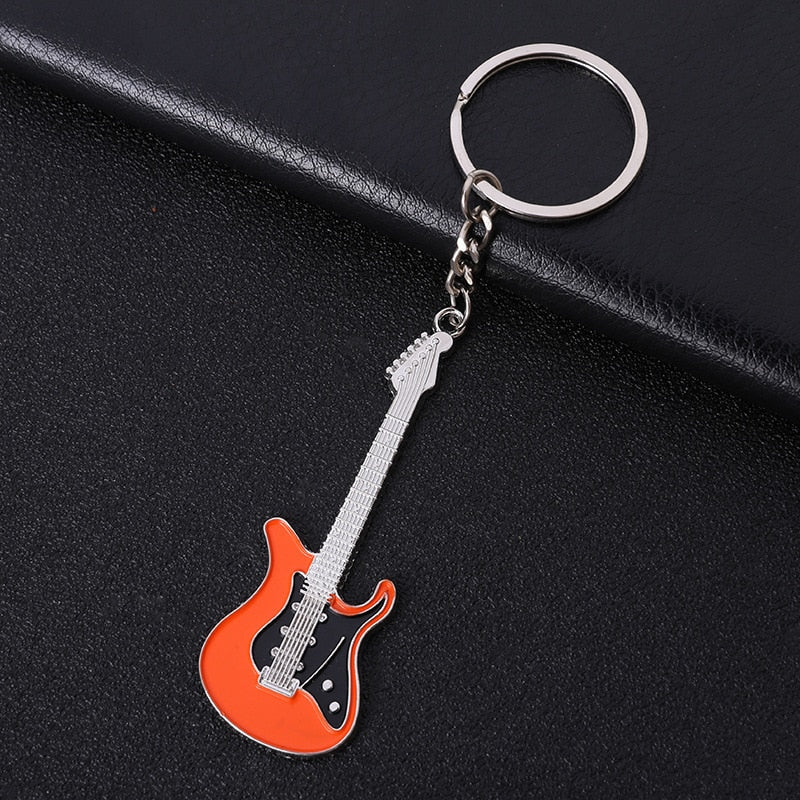 Men Womens Guitar Keychains pink blue red black Key Chain Charms for Bag Musician Jewelry Car Keyring Accessories Gift 2022 ShopOnlyDeal