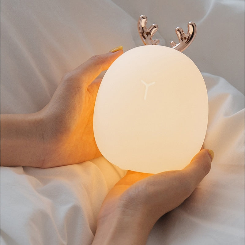 Lovely Cute Rabbit Deer LED Lamp Wireless Touch Sensor Silicone Children Kids Baby Bedside Decoration Christmas Night Light ShopOnlyDeal