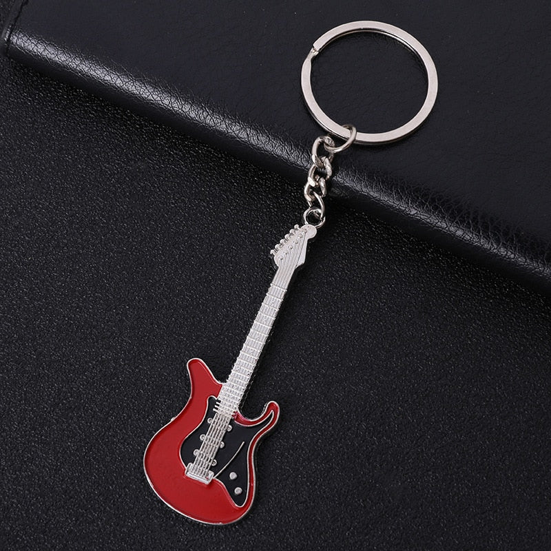 Men Womens Guitar Keychains pink blue red black Key Chain Charms for Bag Musician Jewelry Car Keyring Accessories Gift 2022 ShopOnlyDeal