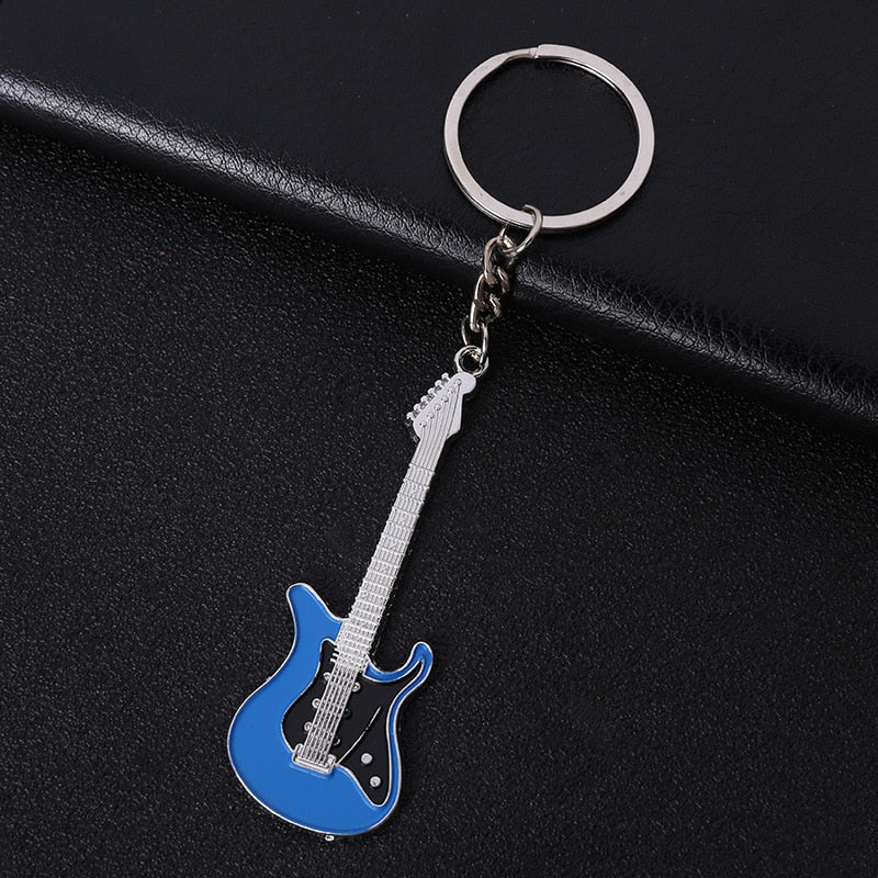 Men Womens Guitar Keychains pink blue red black Key Chain Charms for Bag Musician Jewelry Car Keyring Accessories Gift 2022 ShopOnlyDeal