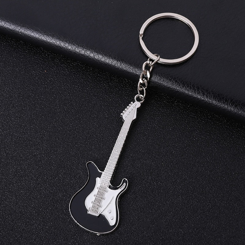 Men Womens Guitar Keychains pink blue red black Key Chain Charms for Bag Musician Jewelry Car Keyring Accessories Gift 2022 ShopOnlyDeal