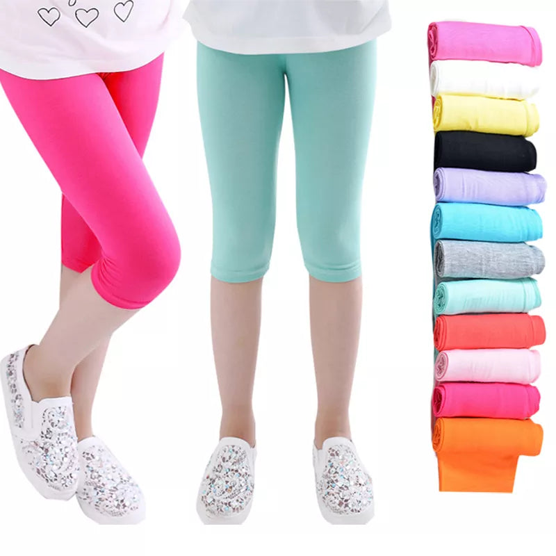 Candy Crush Girls Knee-Length Leggings | Vibrant Cropped Pants for Kids 3-10 Years | Perfect Spring-Summer All-Match Bottoms ShopOnlyDeal