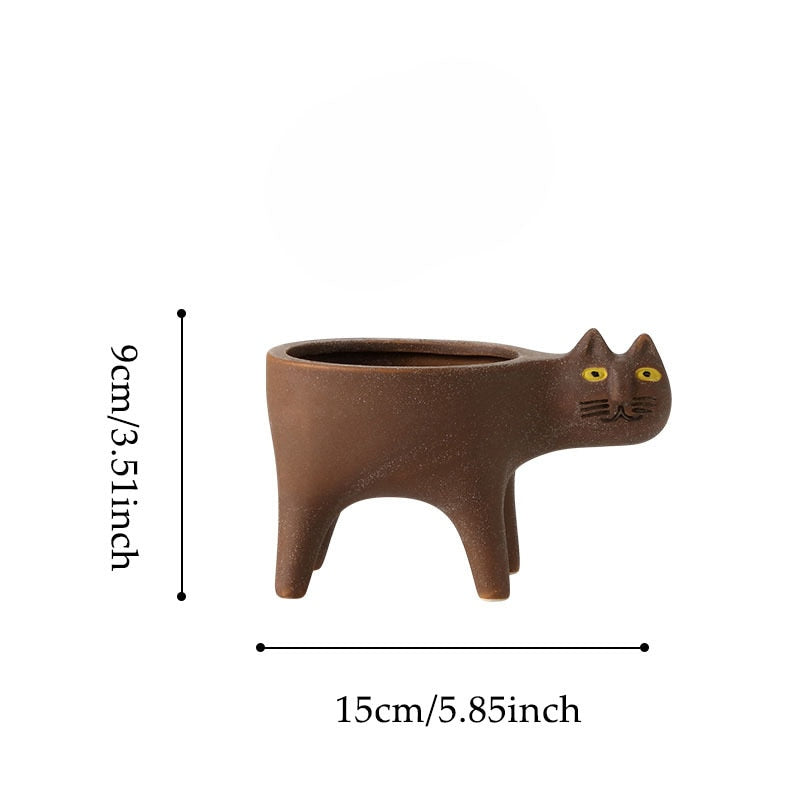 Cute Cat Tail Flowerpot Ceramic Personality Cartoon Animal Pillar Cactus Plant Pot Balcony Home Decor Succulents Potted Plants ShopOnlyDeal