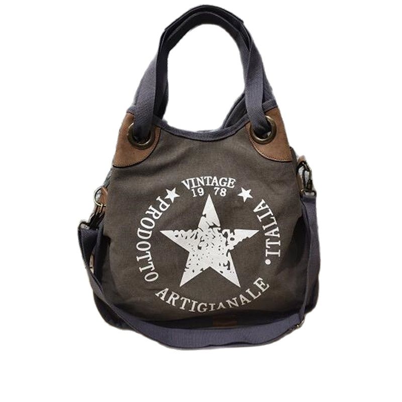 Vintage Canvas Shoulder Bags 2023- Big Star Printing, Quality Multifunctional Bolsos - Brand Women's Star Canvas Totes in 5 Colors ShopOnlyDeal