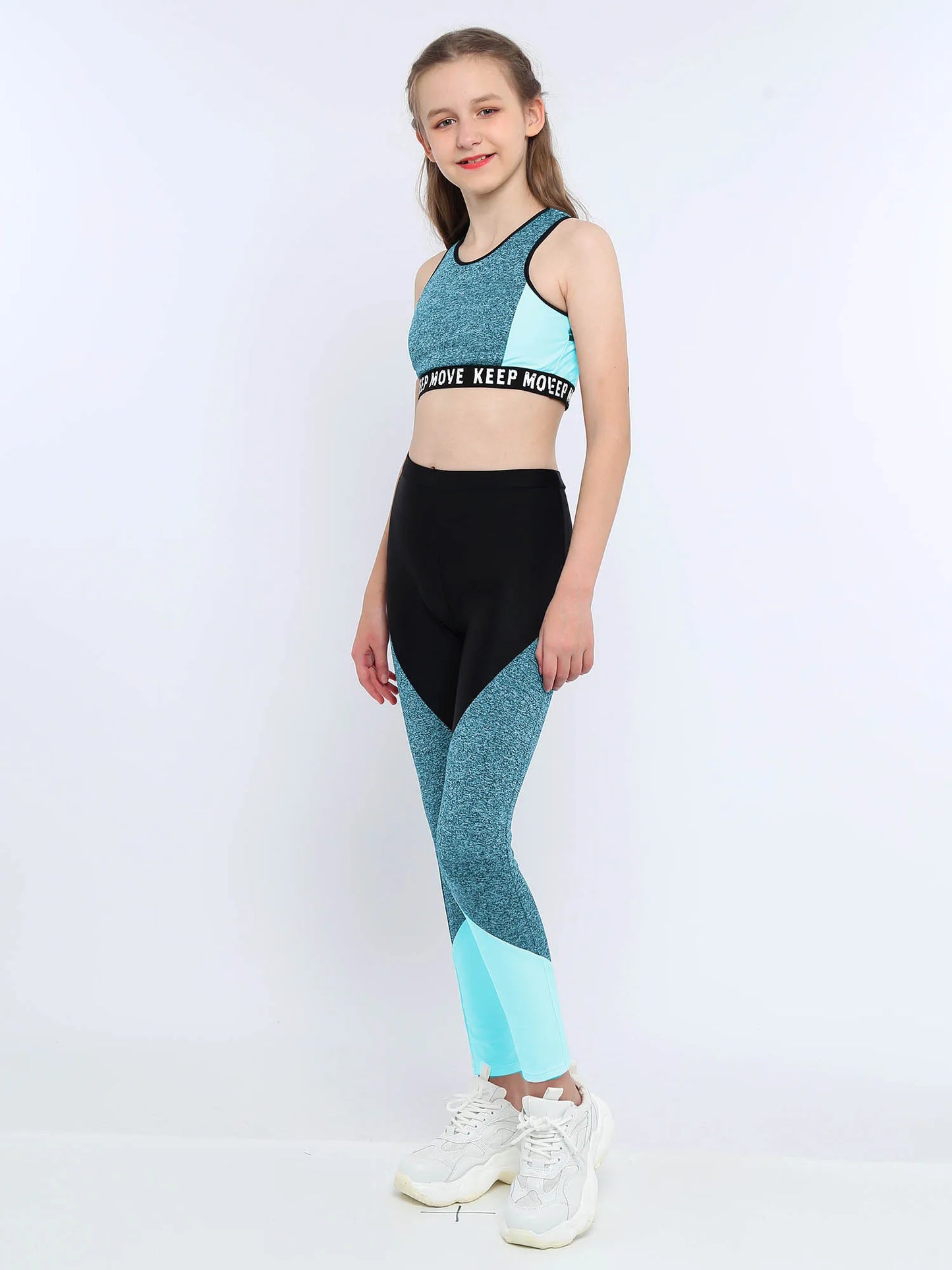 Girls Sportswear Set | O-Neck Wide Shoulder Tops + Pants | Kids Gymnastics, Running & Workout Outfits ShopOnlyDeal