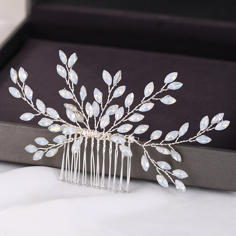 Silver Color Pearl Crystal Wedding Hair Combs Hair Accessories for Bridal Flower Headpiece Women Bride Hair ornaments Jewelry ShopOnlyDeal