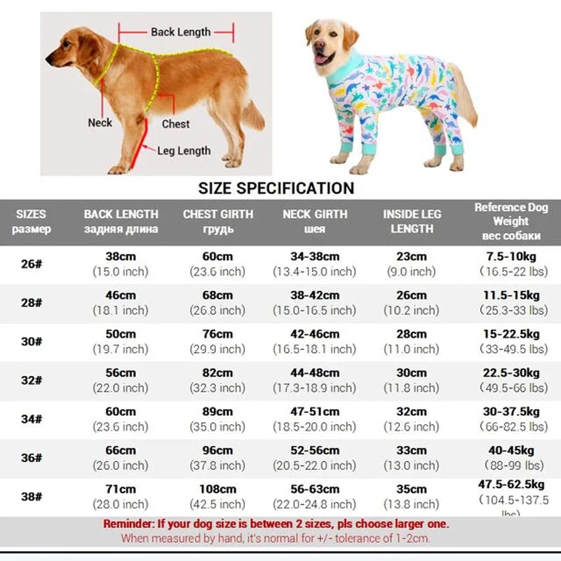 Dog Pajamas for Medium Large Dogs Soft Cozy Dog Clothes Jumpsuit Full Covered Belly Pet Recovery Suit for Girl Boy Dogs Cuttable ShopOnlyDeal