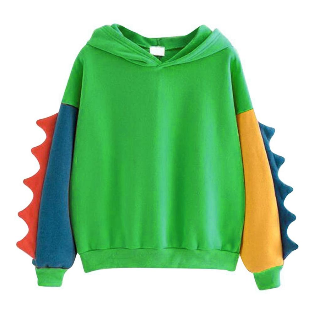 Cute Dino Hoodies Patchwork Winter Harajuku Kawaii Sweatshirt Women Oversize Hooded Pullover Dinosaur Cos Tops Tracksuit Sudadera New ShopOnlyDeal