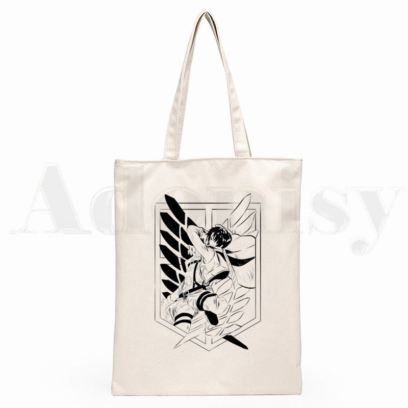 Attack On Titan Japanese Anime Shingeki No Kyojin Hipster Cartoon Print Shopping Bags Girls Fashion Casual Pacakge Hand Bag ShopOnlyDeal