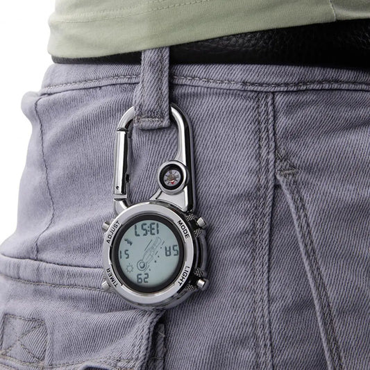 Carabiner watch Multifunctional electronic pocket watch Waist watch Pocket watch Luminous outdoor sports backpack watch ShopOnlyDeal