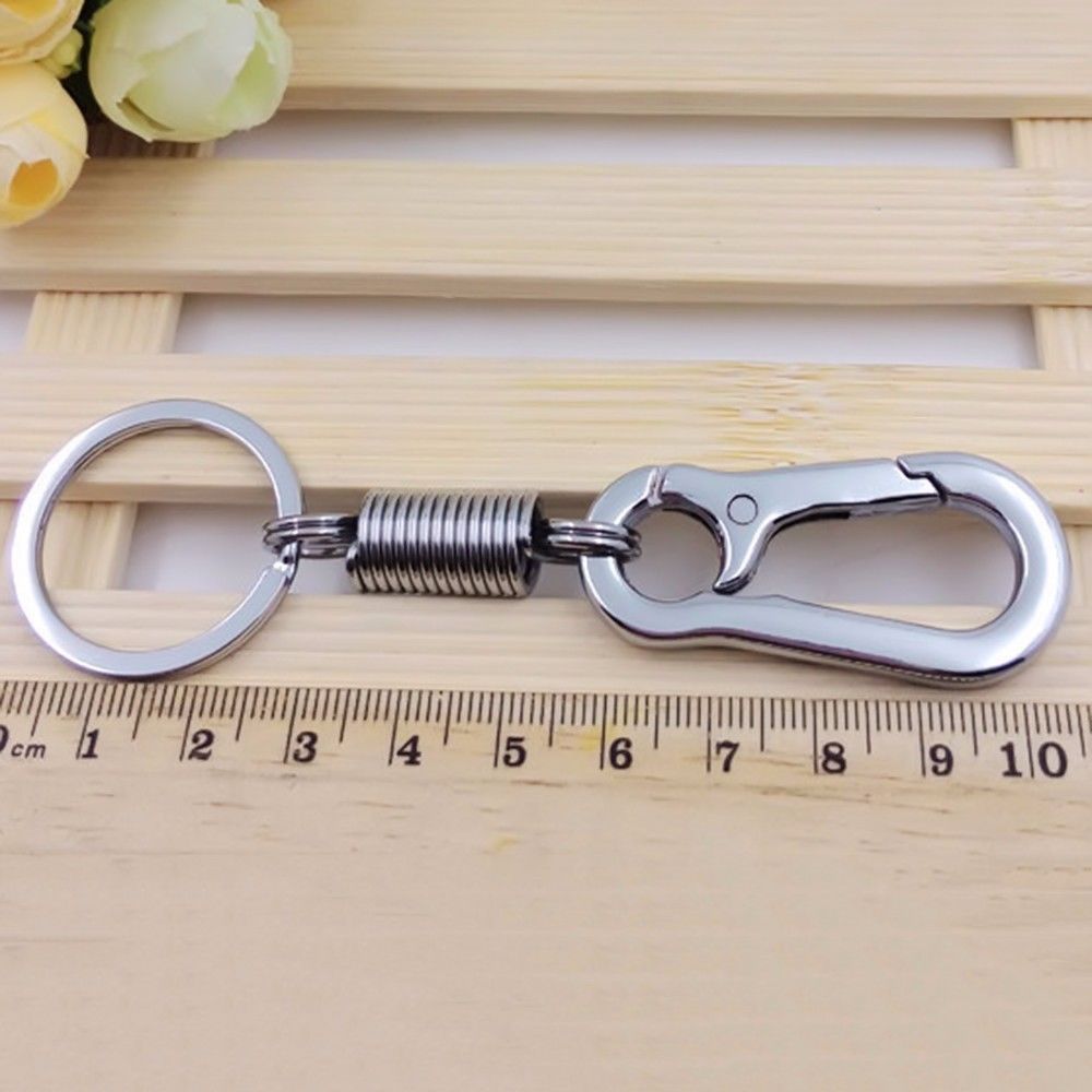 Spring Key Chain Gourd Buckle Carabiner Keychain Retractable Waist Belt Clip Keyring Anti-lost Buckle Hanging Silver Metal ShopOnlyDeal