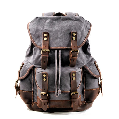 Waterproof Waxed Canvas Backpack | Men's Leisure Rucksack | Travel & School Laptop Bag | Vintage Shoulder Bookbags ShopOnlyDeal