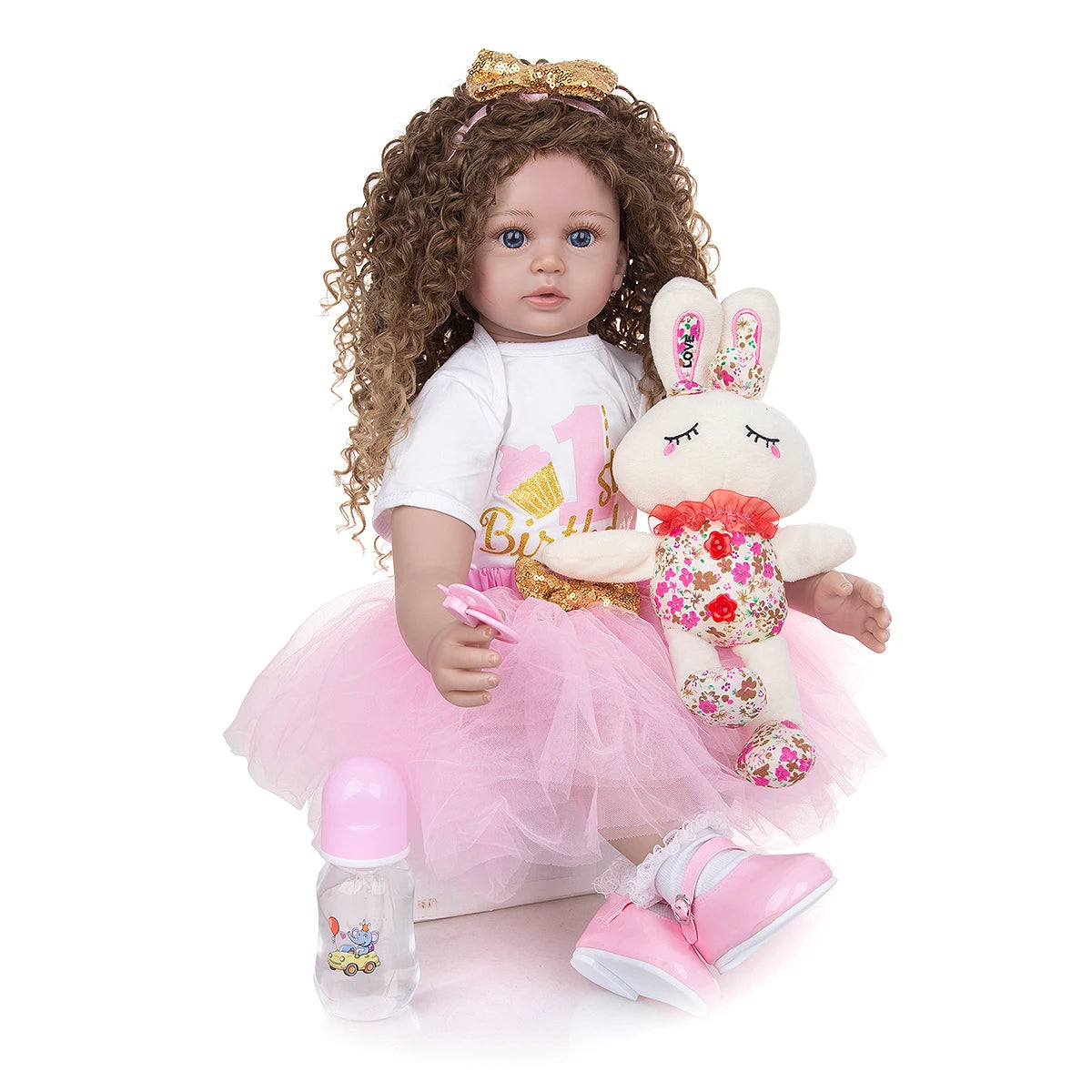 New bebes 60 CM Reborn Dolls Menina Long Hair Lifelike Soft Silicone Cloth Body Newborn Boneca Toys Kids Birthday XMAS Gift ShopOnlyDeal