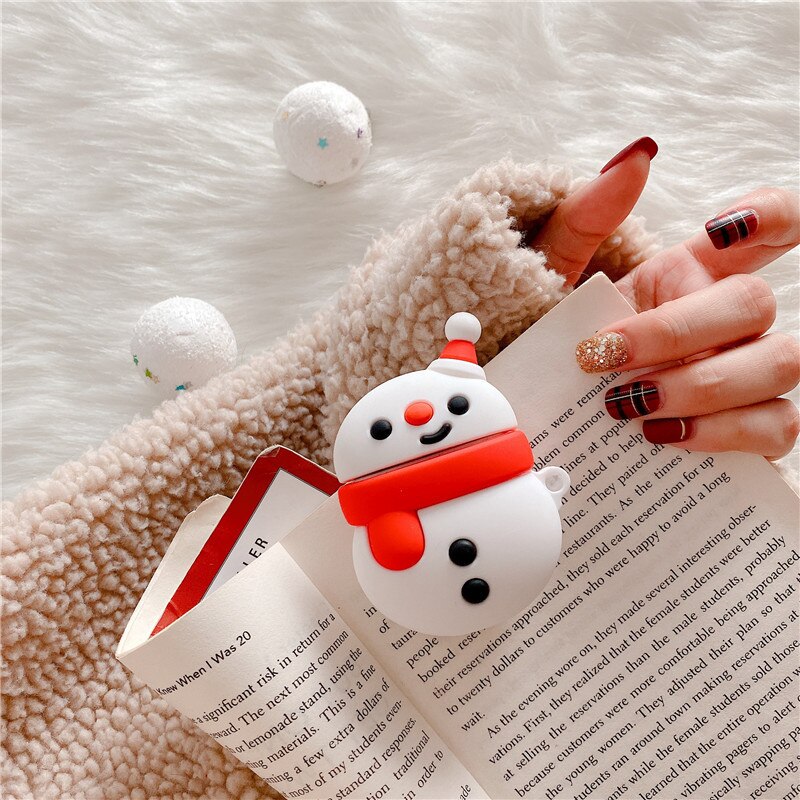 Christmas Gift 3D Cute Cartoon Christmas Snowman Earphone Case for Apple Airpods 1/2 Soft Silicone Headphone Protective Cover New Year Gift ShopOnlyDeal