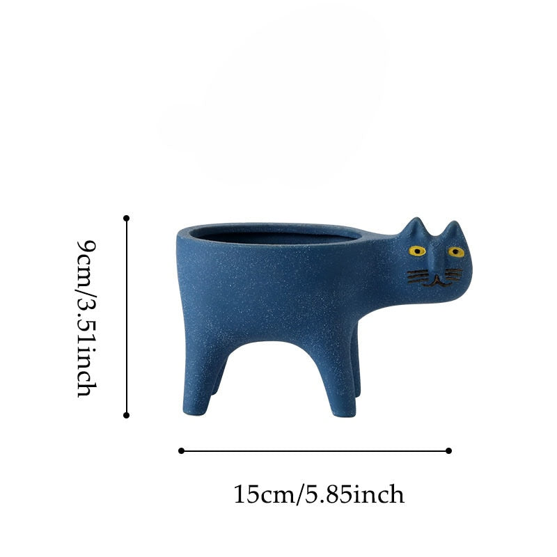 Cute Cat Tail Flowerpot Ceramic Personality Cartoon Animal Pillar Cactus Plant Pot Balcony Home Decor Succulents Potted Plants ShopOnlyDeal