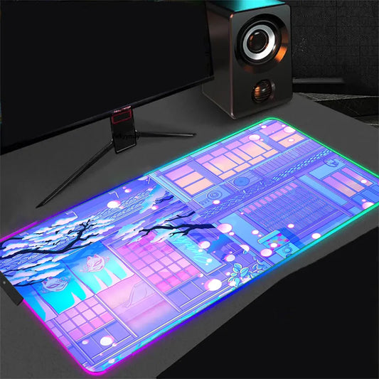 RGB Anime Mouse Pad Moon Landscape Table Mat 900x400 Desk Mats LED Lighting Laptop Kawaii Mousepad XXL Aesthetic Rug Backlight ShopOnlyDeal