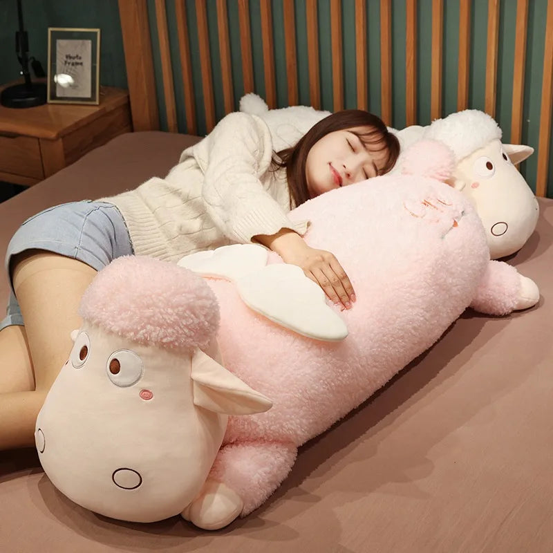 Cute Angle Lamb Plush Long Pillow Soft Stuffed Cartoon Animal Sheep Toy Baby Accompany Toy Sleeping Pillow Kid Girls Gift ShopOnlyDeal