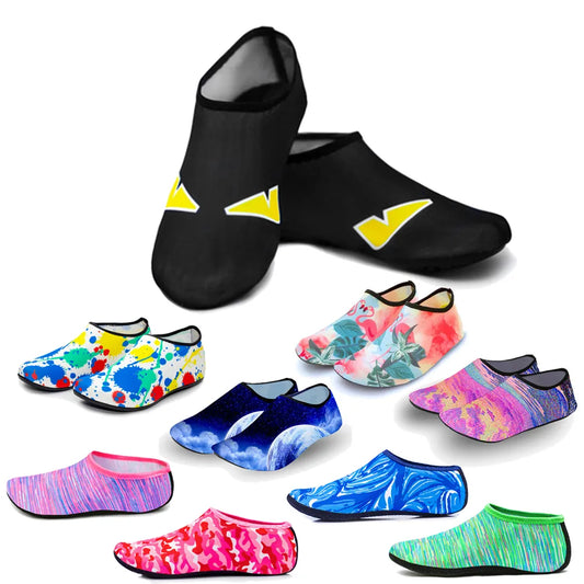 Men, Women & Kids Water Sport Beach Swimming Socks | Thin, Multi-Print Anti-Slip | Fitness, Yoga, Dance, Swim, Surf, Diving Underwater Shoes ShopOnlyDeal