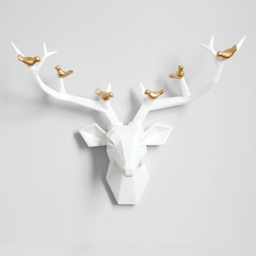 Deer Head 3d Wall Decor Resin Statue Christmas ornaments Accessories Living Room Wall Statue Sculpture Mordern Art Animal Head ShopOnlyDeal