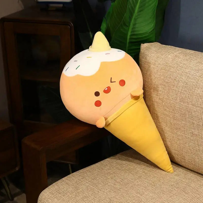 50cm/70cm/90cm Kawaii Ice Cream Simulation Plush Toy Soft Stuffed Cartoon Egg Cone Doll Sofa Decor Pillow Cushion Best Gifts ShopOnlyDeal