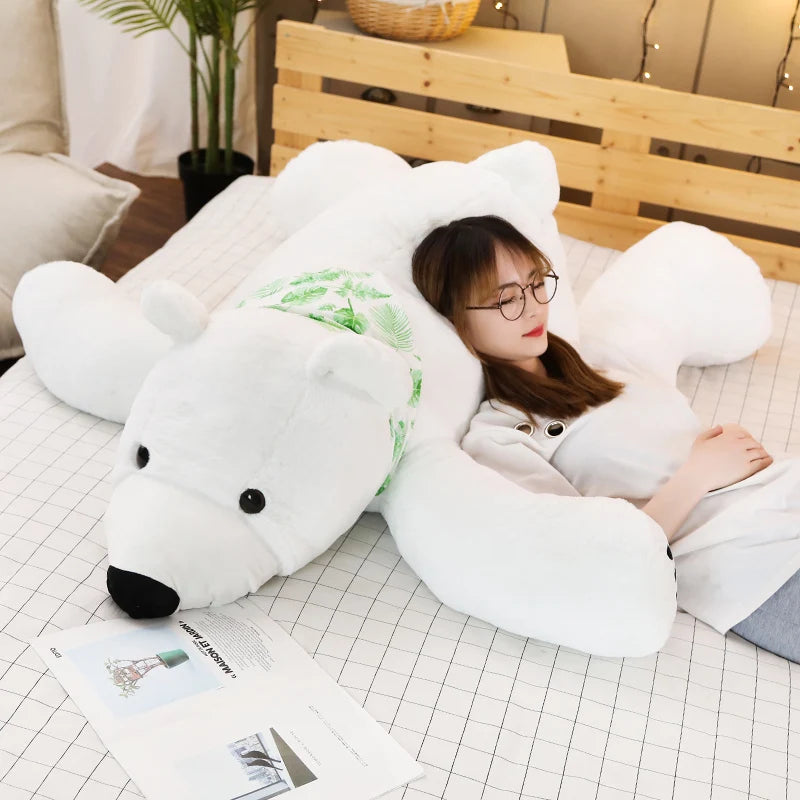 60/75/100CM Giant Polar Bear Plush Toy Soft Cartoon Animal Cute Teddy Bear Stuffed Doll Long Pillow Cushion Kids Christmas Gift ShopOnlyDeal