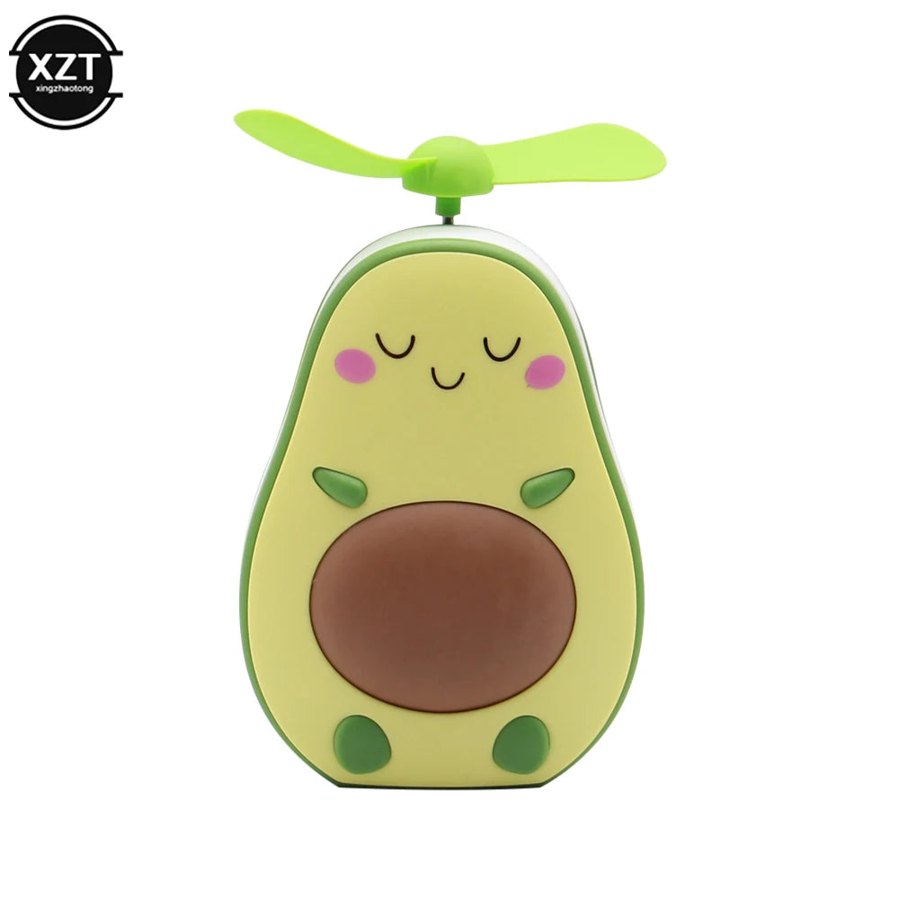 Usb Mini Avocado Fans Rechargeable Electric Portable Hold Small Fans Originality Lovely Night Light Makeup Mirror Fan Lamp ShopOnlyDeal