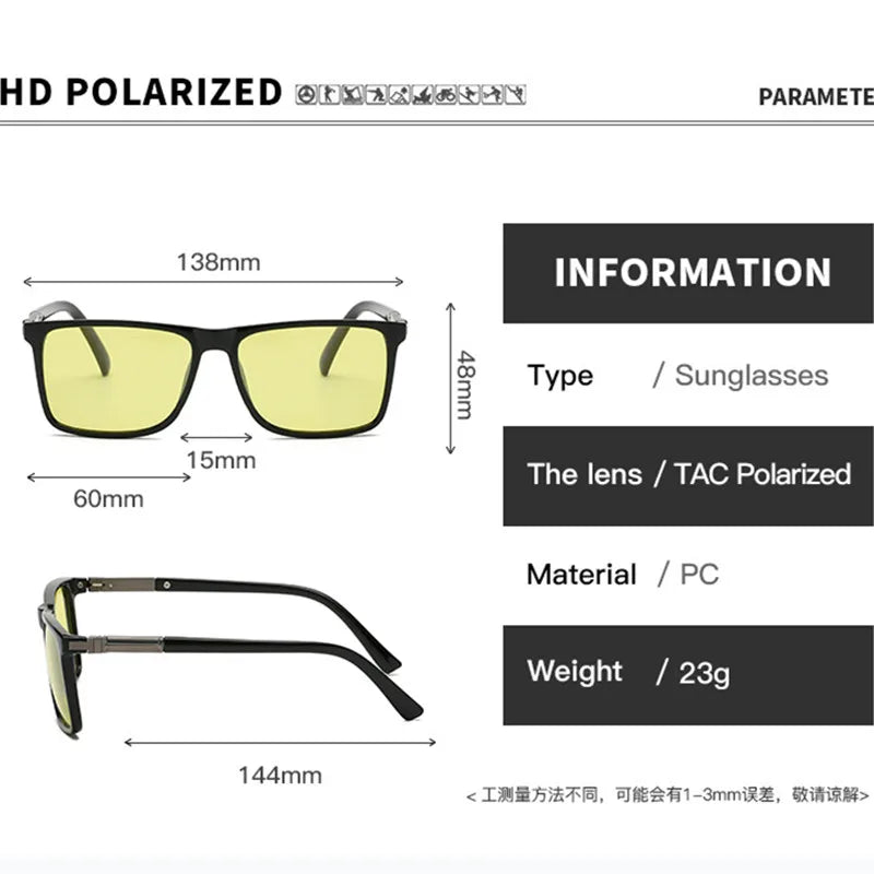 2023 New Square Sunglasses Polarized Driving Photochromic Day Night Vision Goggle Glasses Women UV400 Men Sunglasses S8851 ShopOnlyDeal