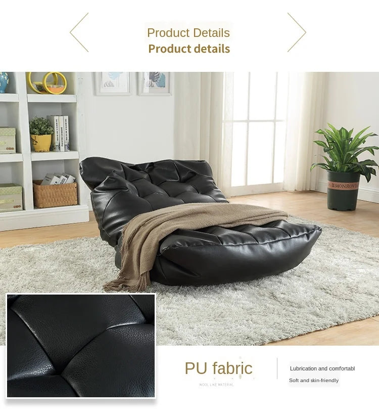 Leather Bean Bag Sofa Lounge Chair Cover | No Filler Folding Lazy Sofa Bed | Office Recliner Couch | Floor Seat Tatami Pouf Ottoman ShopOnlyDeal