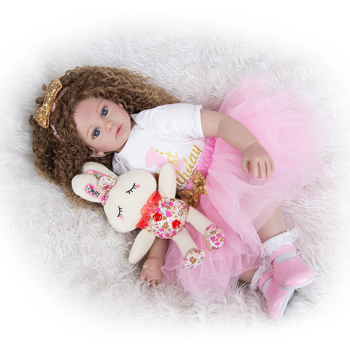 New bebes 60 CM Reborn Dolls Menina Long Hair Lifelike Soft Silicone Cloth Body Newborn Boneca Toys Kids Birthday XMAS Gift ShopOnlyDeal