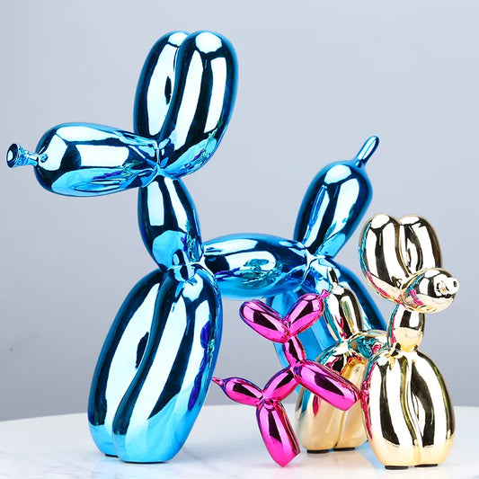 Electroplated Resin Dog Crafts Nordic Balloon Dog Ornament Puppy Sculpture Home Decor Living Room desktop Modern Animal Statue ShopOnlyDeal