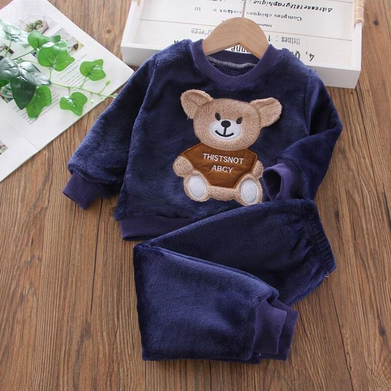 Baby Boys And Girls Clothing Set Tricken Fleece Children Hooded Outerwear Tops Pants 3PCS Outfits Kids Toddler Warm Costume Suit ShopOnlyDeal