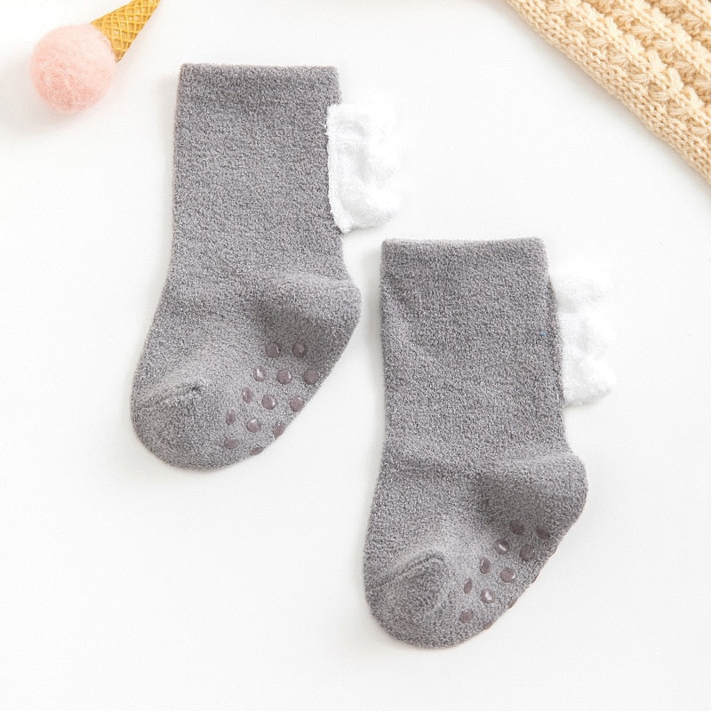 Toddler Kids Socks Newborn Baby Prewalker Winter Thick Coral Fleece Cotton Dinosaur Girl Autumn Infant Boy Cartoon Sock 0-5T ShopOnlyDeal