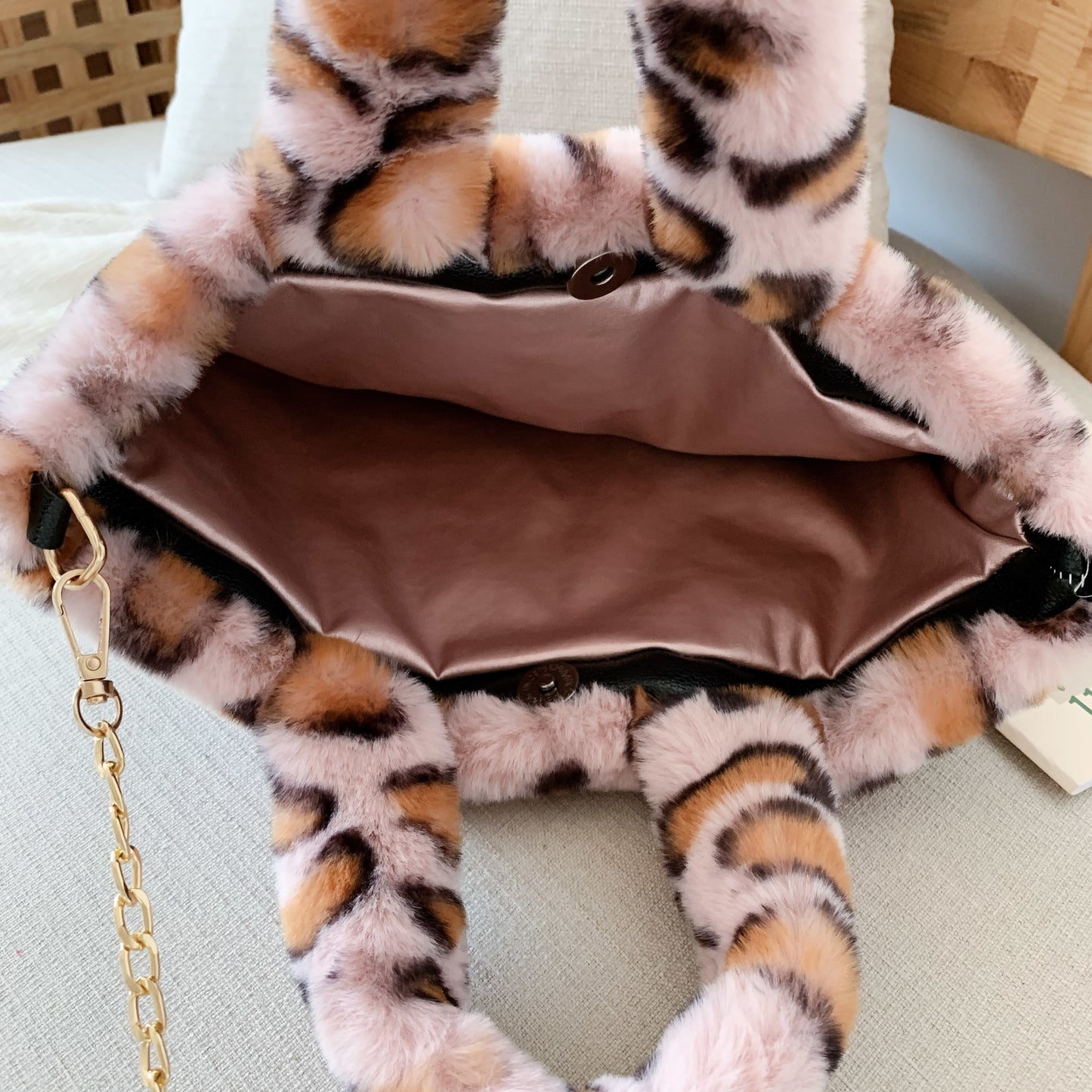 Winter new fashion shoulder bag female leopard female bag chain large plush winter handbag Messenger bag soft warm fur bag ShopOnlyDeal