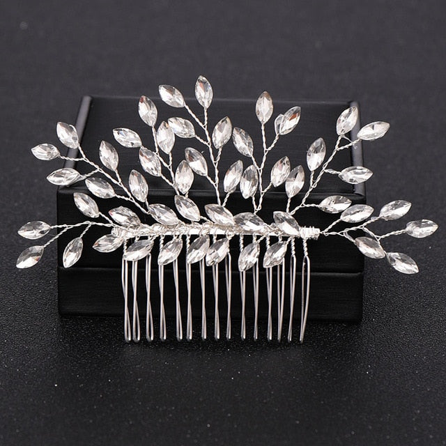 Silver Color Pearl Crystal Wedding Hair Combs Hair Accessories for Bridal Flower Headpiece Women Bride Hair ornaments Jewelry ShopOnlyDeal