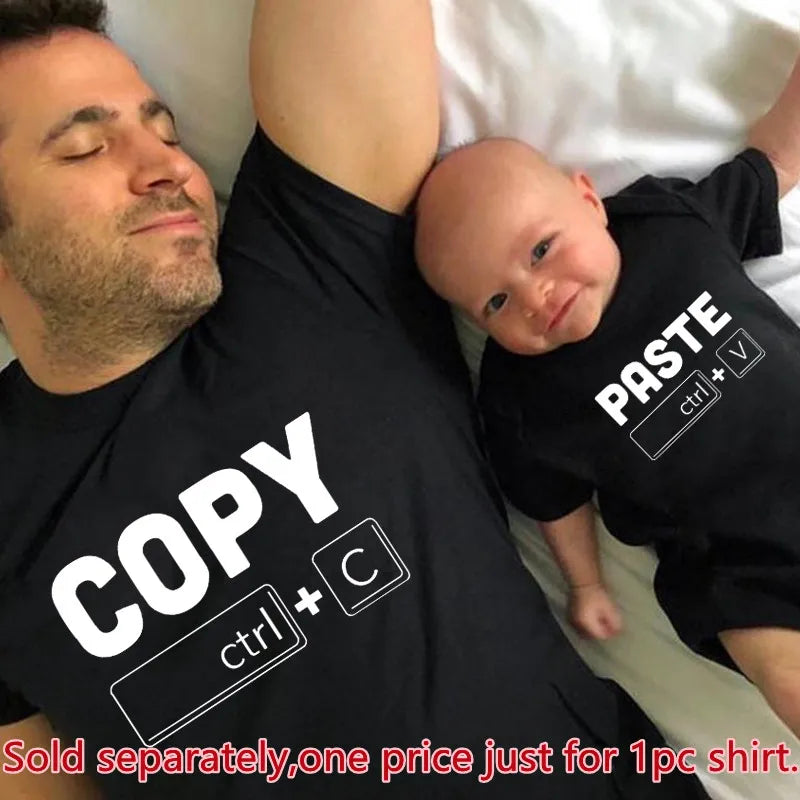 Family Look Copy Paste T-Shirts | Funny Family Matching Clothes | Father, Daughter, Son Outfits | Daddy, Mommy, and Me Baby Kids Clothes ShopOnlyDeal