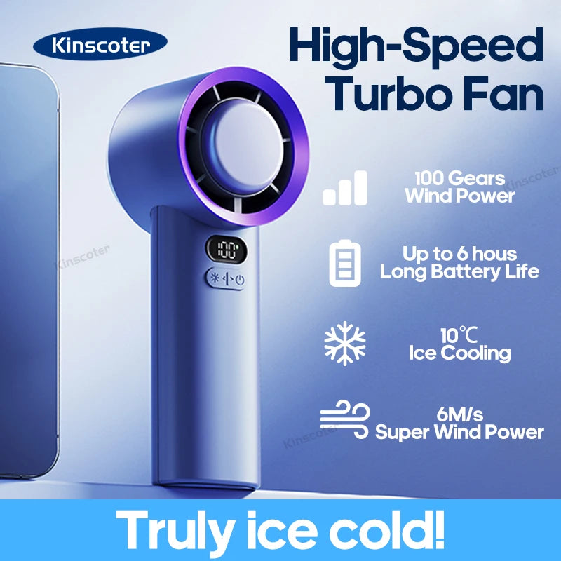 Portable Handheld Turbo Fan 100 Wind Speeds Adjustable Mini Personal Fan Battery Operated Electric Eyelash Fan ShopOnlyDeal