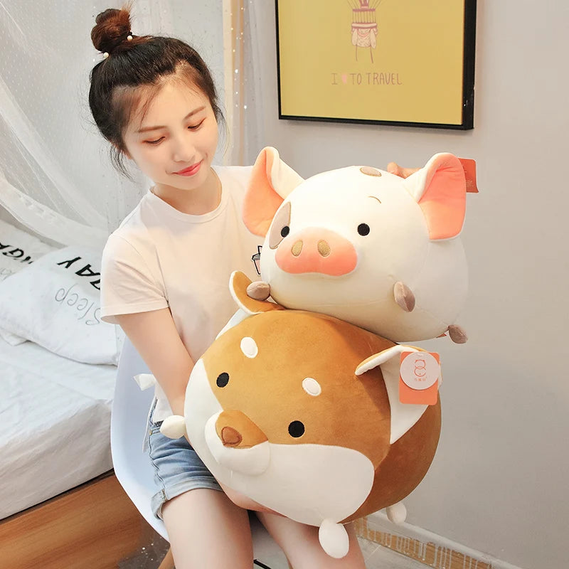 Kawaii  Animal Sweet Fat Fat Dinosaur Pig Shiba Inu Dog Plush Toy Soft Cartoon Elephant Stuffed Doll Baby Pillow Gift 35/45cm ShopOnlyDeal