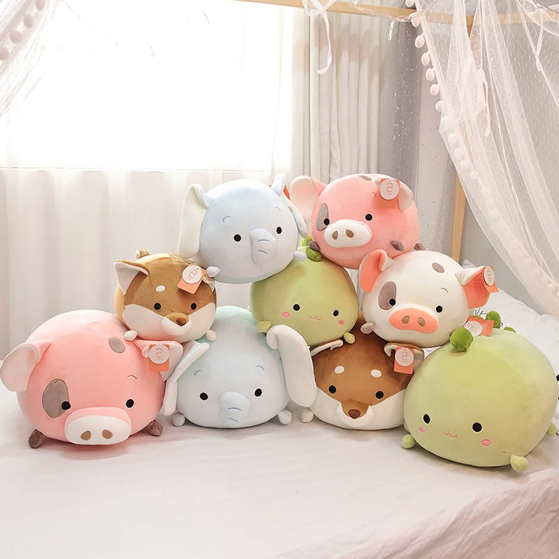 Kawaii  Animal Sweet Fat Fat Dinosaur Pig Shiba Inu Dog Plush Toy Soft Cartoon Elephant Stuffed Doll Baby Pillow Gift 35/45cm ShopOnlyDeal