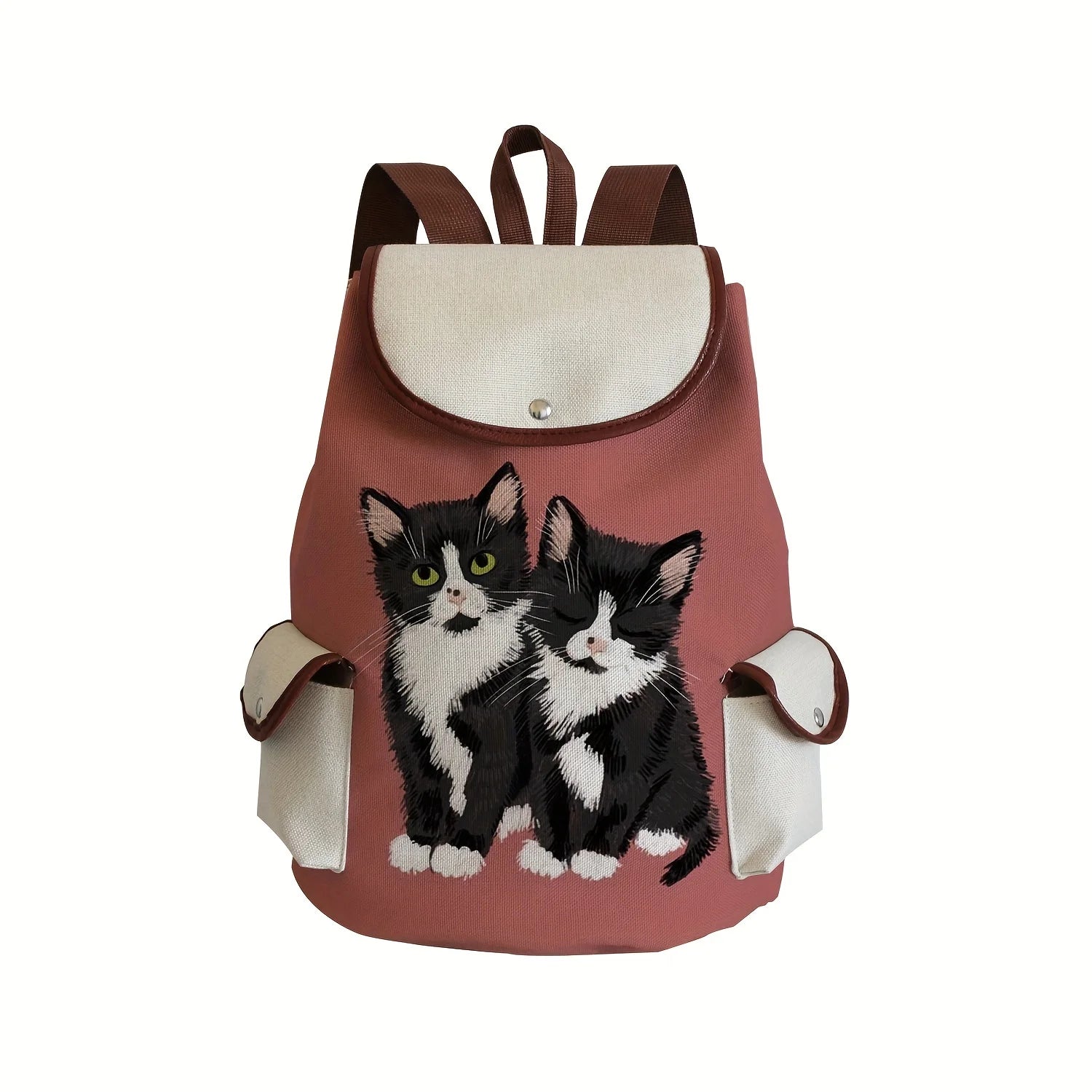 Kawaii Cartoon Cat Pattern Backpack All Match Trendy Storage Rucksack Women's Classic School Bag Lightweight Women's Travel Bag ShopOnlyDeal