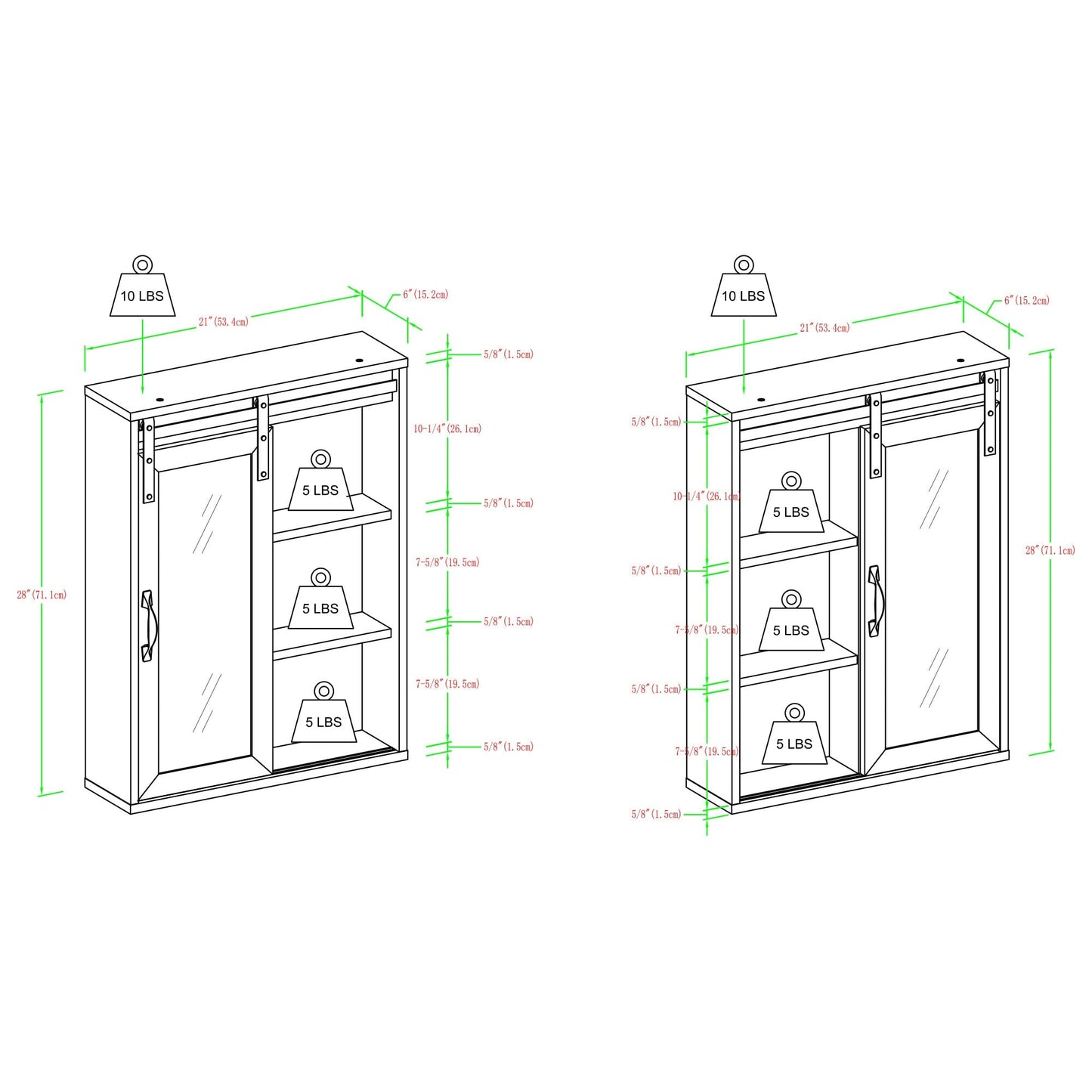 Barn Door Wall Storage with Mirror Walker Edison