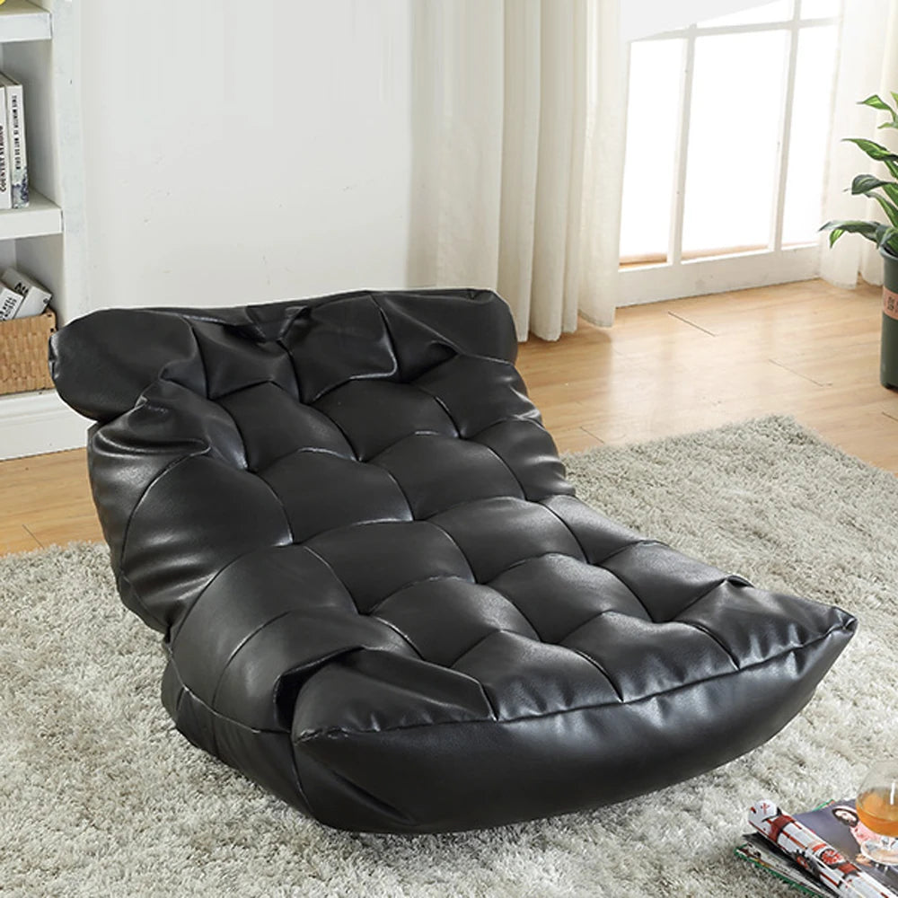 Leather Bean Bag Sofa Lounge Chair Cover | No Filler Folding Lazy Sofa Bed | Office Recliner Couch | Floor Seat Tatami Pouf Ottoman ShopOnlyDeal