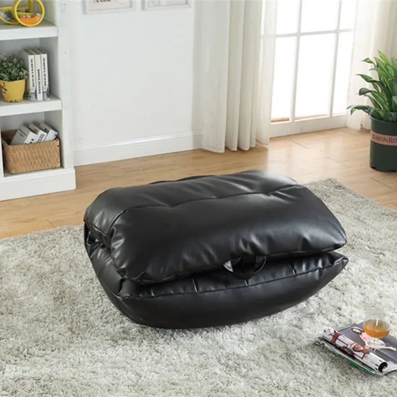 Leather Bean Bag Sofa Lounge Chair Cover | No Filler Folding Lazy Sofa Bed | Office Recliner Couch | Floor Seat Tatami Pouf Ottoman ShopOnlyDeal