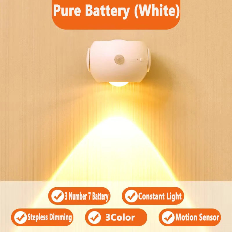 LED Motion Sensor Wall Lamp | Touch 360 Rotatable USB Rechargeable | Wireless Portable Night Light | Bedroom Reading Lamp ShopOnlyDeal