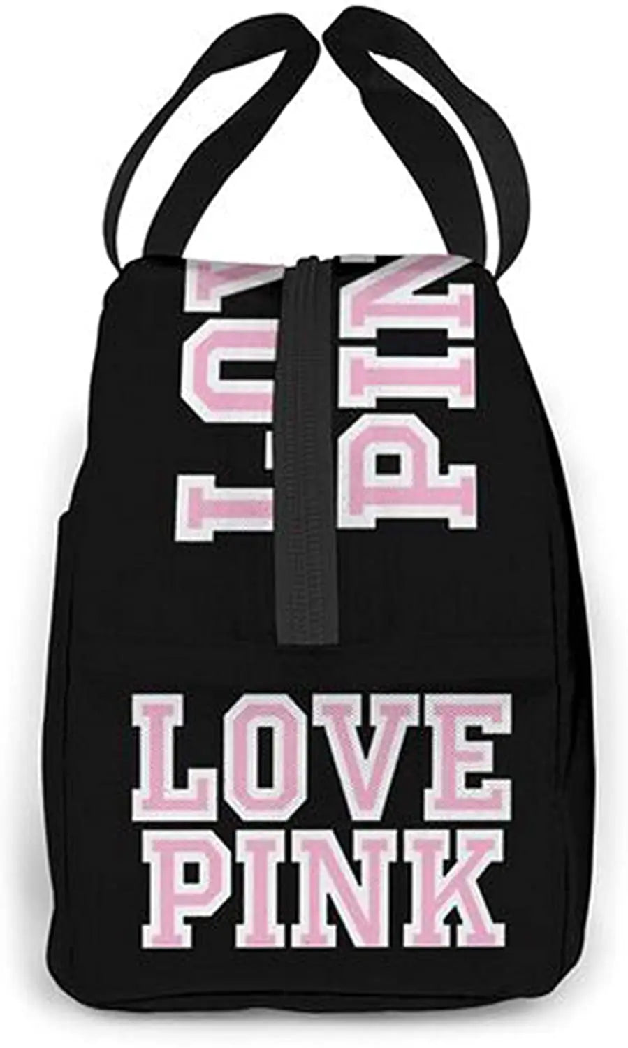 Love Pink Black Portable Insulated Lunch Bag Waterproof Tote Bento Bags Lunch Tote for Women Lunch Box for Work School Picnic ShopOnlyDeal