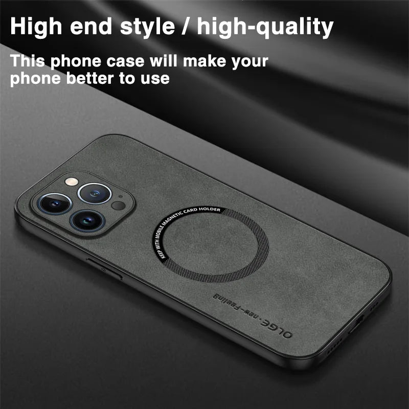 Magnetic For Magsafe Leather Case For iPhone 15 14 Pro Max 14pro 12 13 Pro Max 11 Luxury Wireless Charge Shockproof Soft Cover ShopOnlyDeal