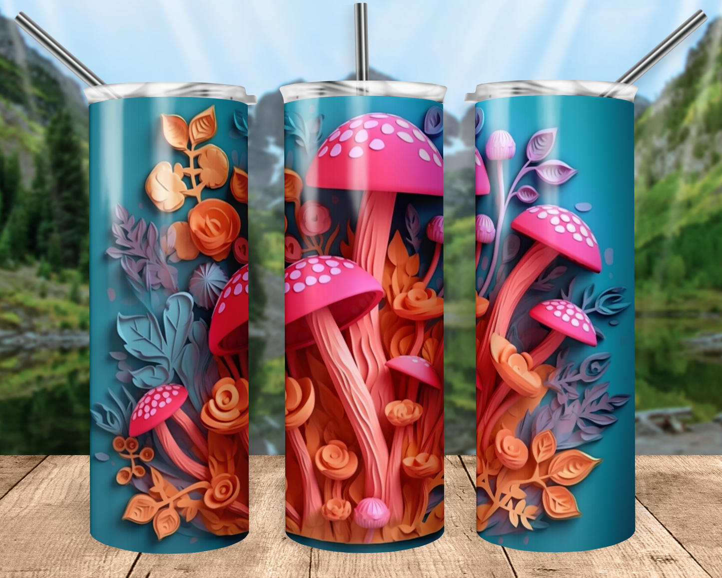 Mushroom Tumbler Wrap Digital Download Vibrant Colors Printable Artwork Best Gift, Sublimation Design, Downloadable Art ShopOnlyDeal